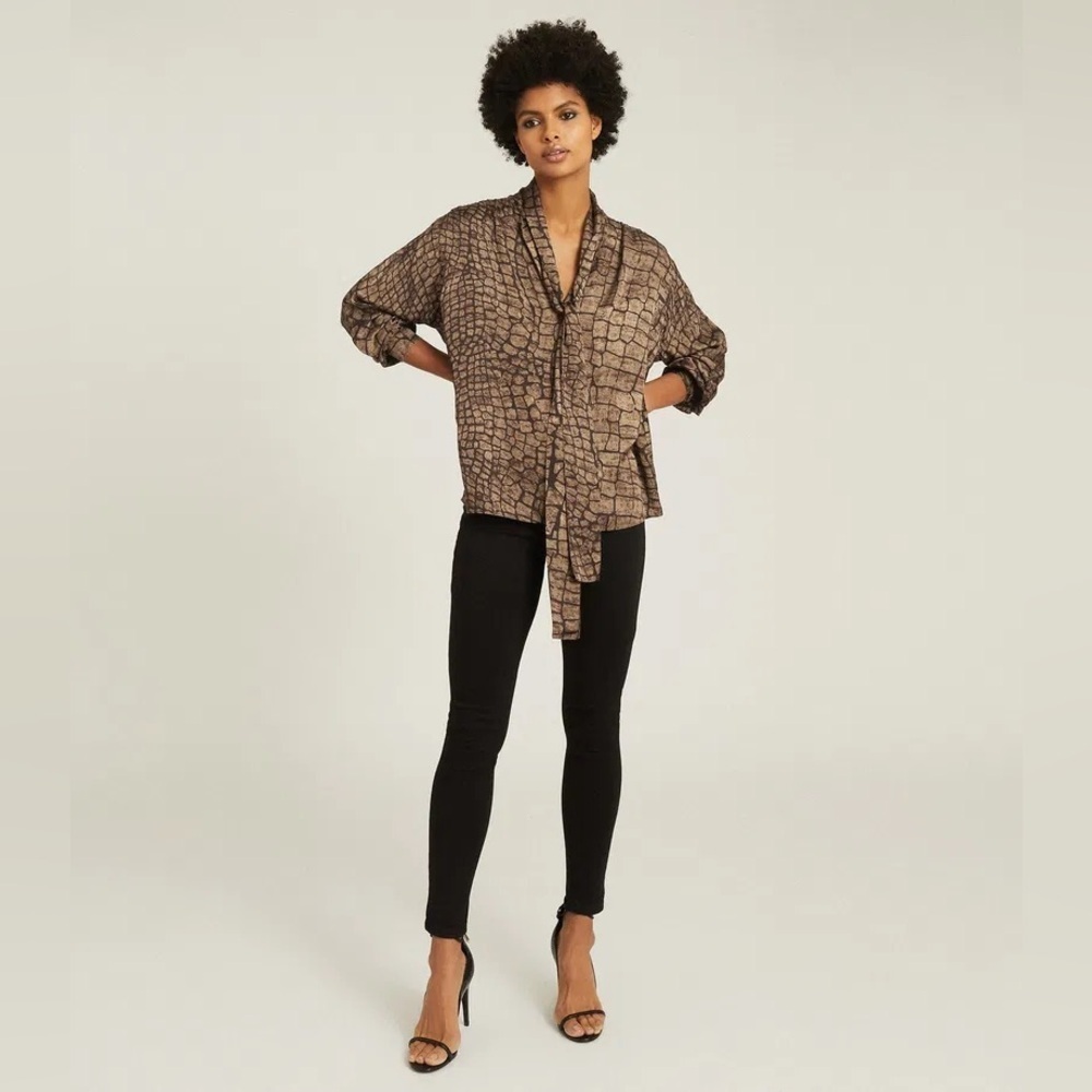 NWT $245 REISS Jessie Croc Print Blouse